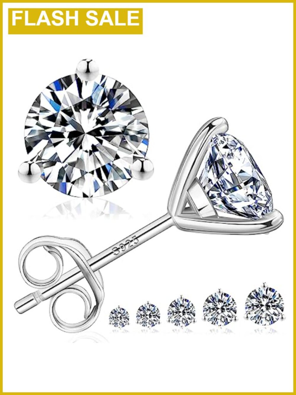 Moissanite Stud Earrings 1ctw D Color VVS1 14K White Gold Plated S925 Sterling